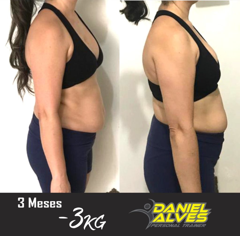 Ela perdeu 3 quilos em 3 meses de treino com o personal trainer Daniel Alves