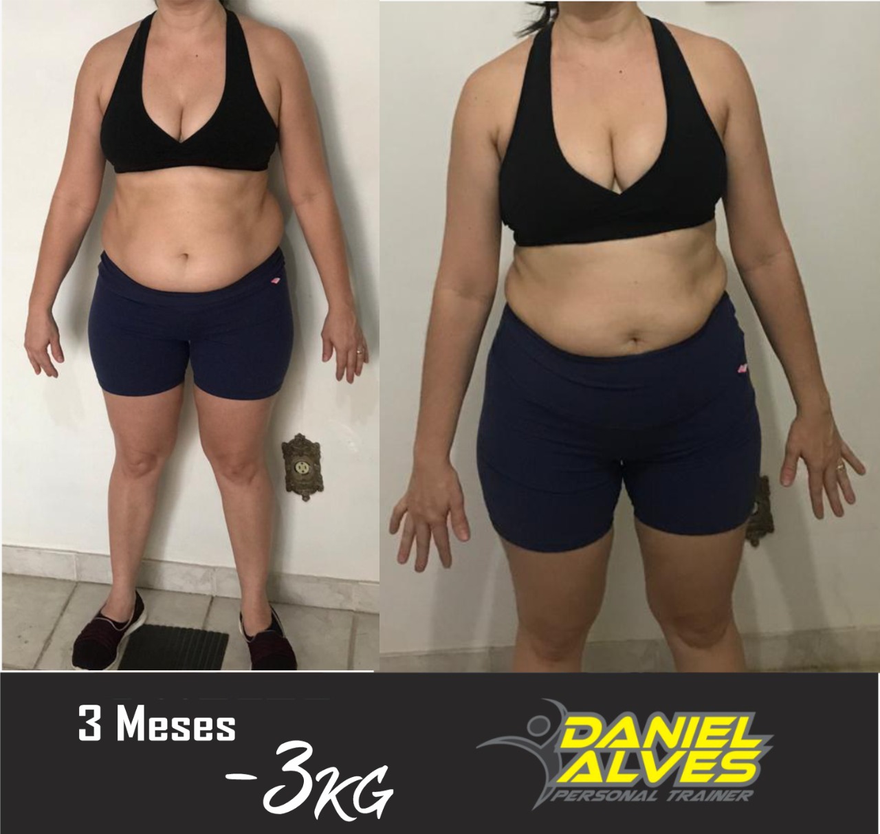 [Ela perdeu 3 quilos em 3 meses de treino com o personal trainer Daniel Alves]