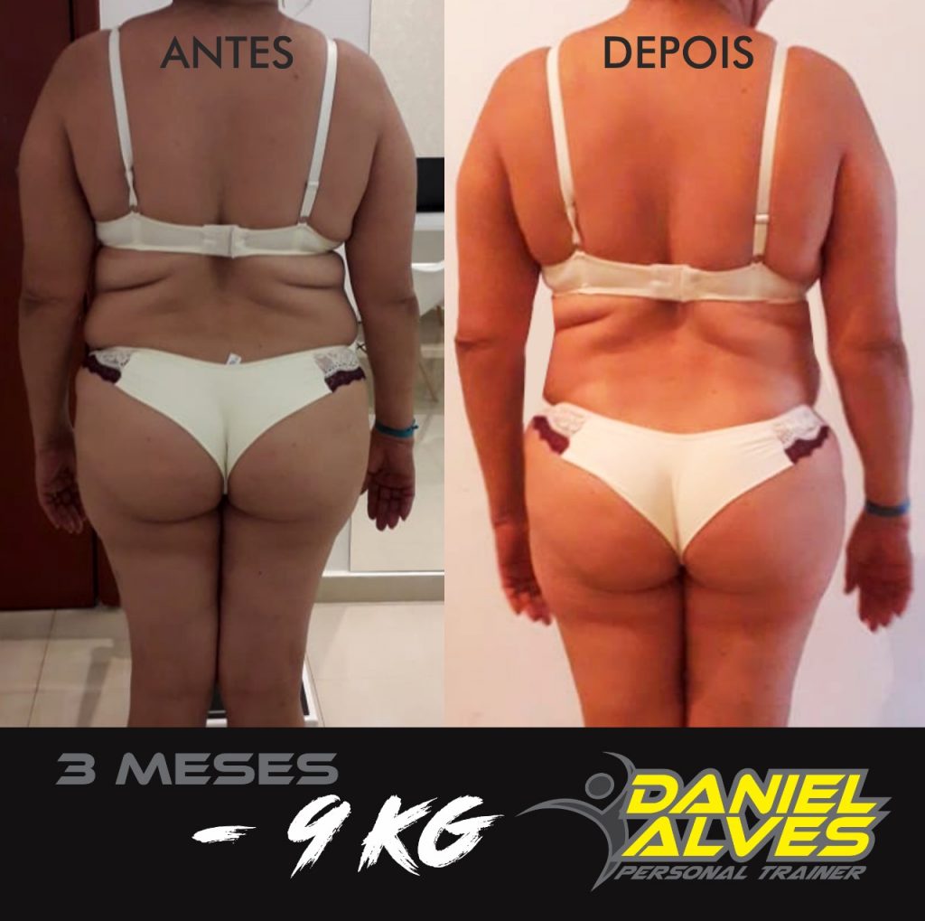 Ela perdeu 9 quilos em 3 meses de treinos com o personal trainer Daniel Alves