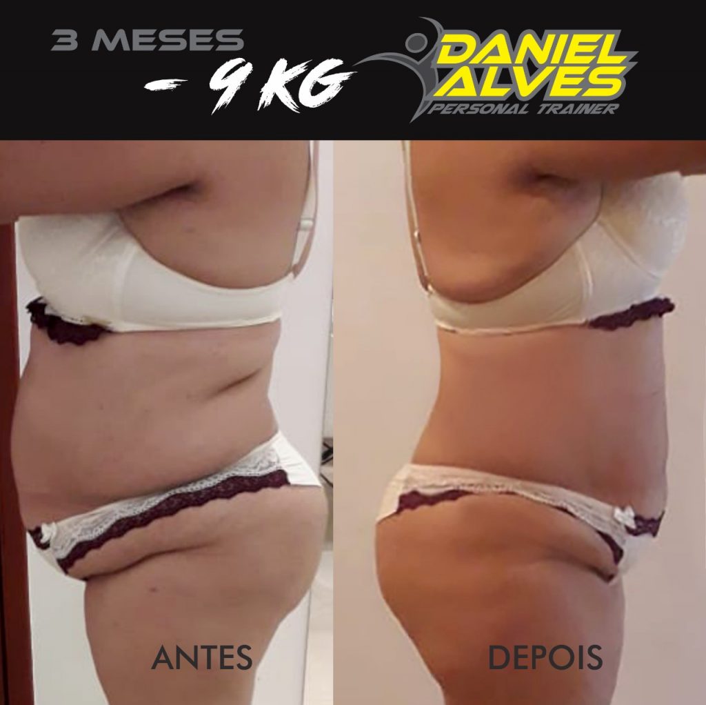 Ela perdeu 9 quilos em 3 meses de treinos com o personal trainer Daniel Alves