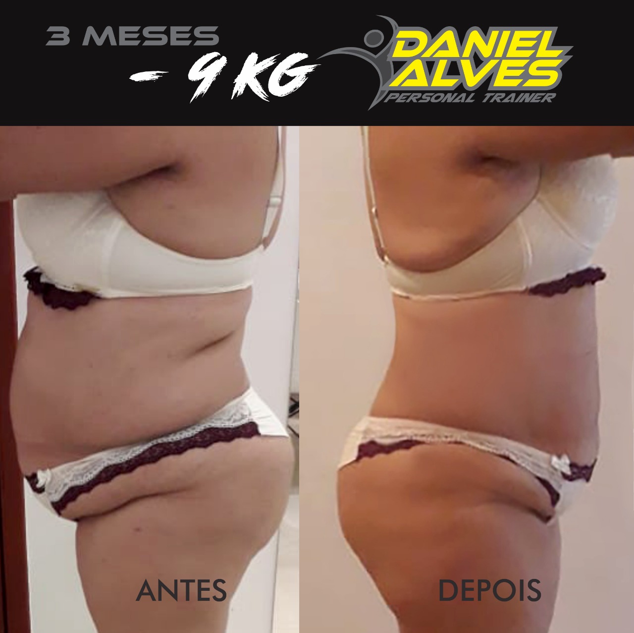 [Ela perdeu 9 quilos em 3 meses de treinos com o personal trainer Daniel Alves]